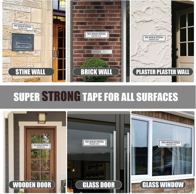 Qofaoye No Soliciting Sign for House That Keeps Solicitors Away, Super strong tape for all surfaces, 8.3 × 2.4 In,2025 version, Perfect for Home Office Front Doors, Windows, Walls, Courtyard - Image 5